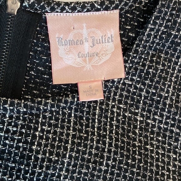 Romeo & Juliet Couture Black and White Tweed Dress - Size S - Picture 5 of 10